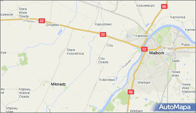 mapa Cisy Osada, Cisy Osada na mapie Targeo