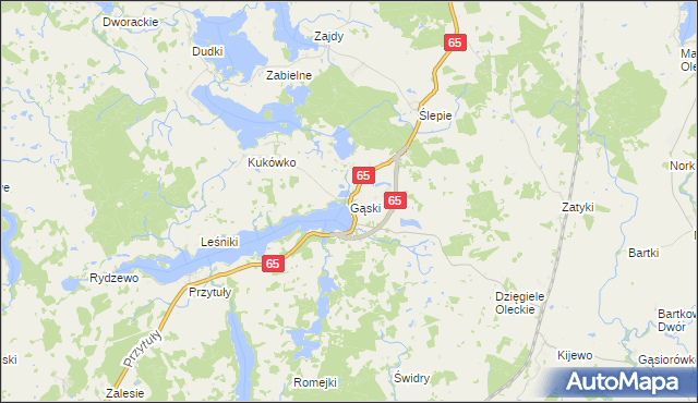 mapa Gąski gmina Olecko, Gąski gmina Olecko na mapie Targeo
