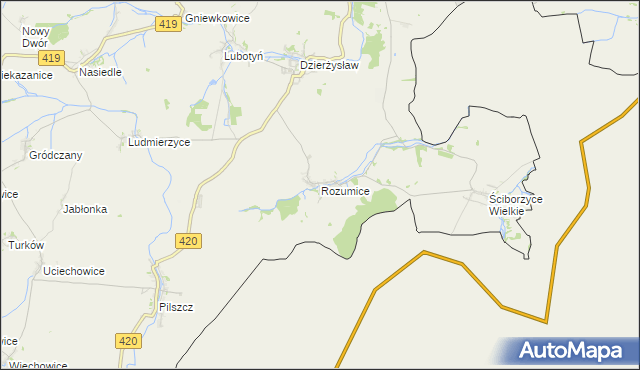 mapa Rozumice, Rozumice na mapie Targeo