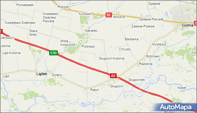 mapa Sługocin-Kolonia, Sługocin-Kolonia na mapie Targeo