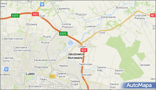 mapa Długie gmina Wólka, Długie gmina Wólka na mapie Targeo