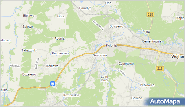 mapa Gościcino, Gościcino na mapie Targeo