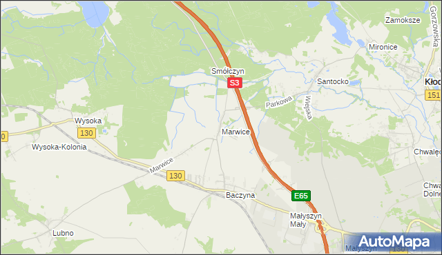 mapa Marwice gmina Lubiszyn, Marwice gmina Lubiszyn na mapie Targeo