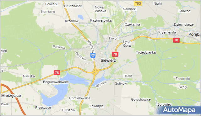 mapa Siewierz, Siewierz na mapie Targeo