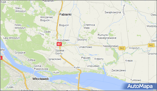 mapa Uniechowo, Uniechowo na mapie Targeo