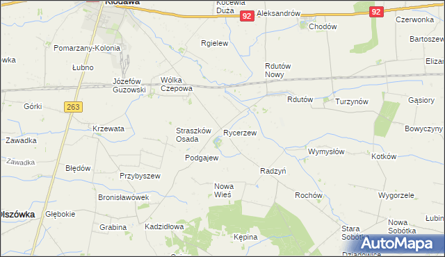 mapa Rycerzew, Rycerzew na mapie Targeo