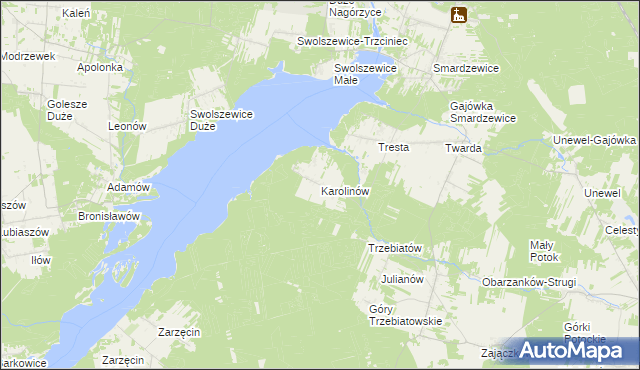 mapa Karolinów gmina Tomaszów Mazowiecki, Karolinów gmina Tomaszów Mazowiecki na mapie Targeo