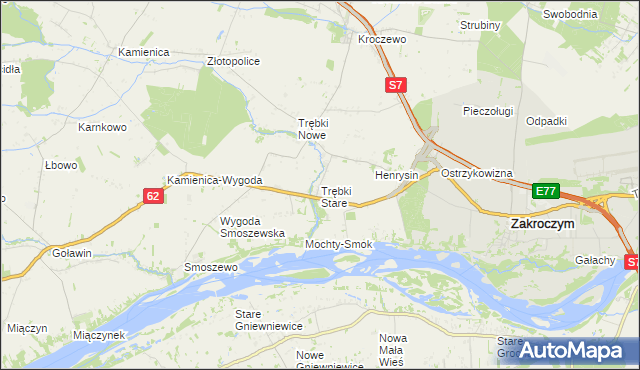 mapa Trębki Stare, Trębki Stare na mapie Targeo