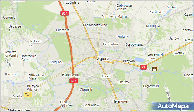 mapa Zgierz, Zgierz na mapie Targeo