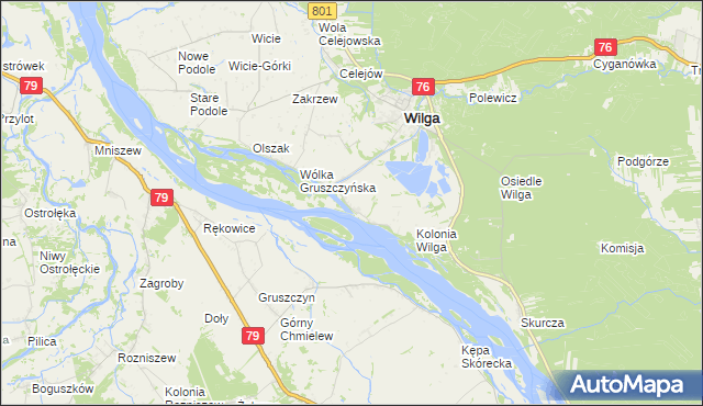 mapa Holendry gmina Wilga, Holendry gmina Wilga na mapie Targeo