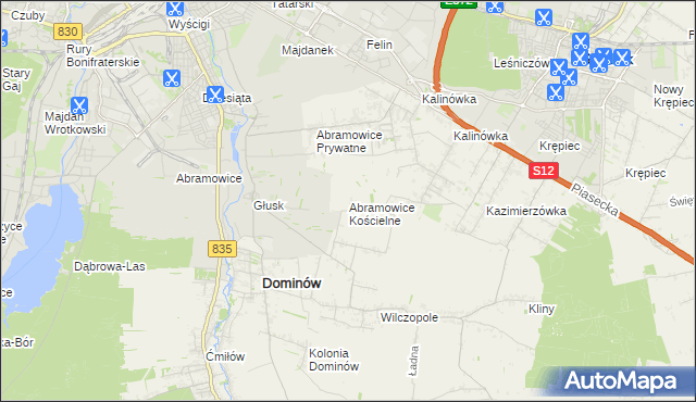 mapa Abramowice Kościelne, Abramowice Kościelne na mapie Targeo