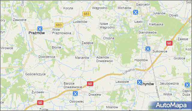 mapa Adamów Drwalewski, Adamów Drwalewski na mapie Targeo