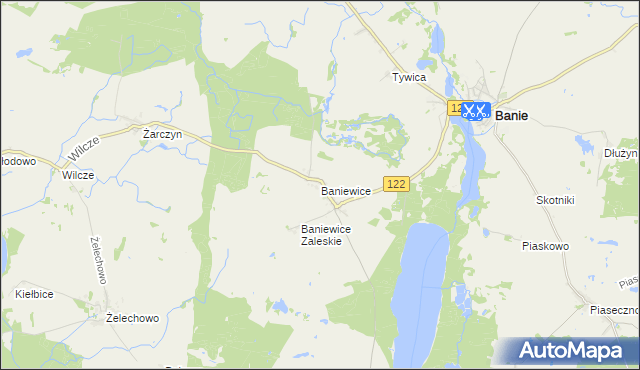 mapa Baniewice, Baniewice na mapie Targeo