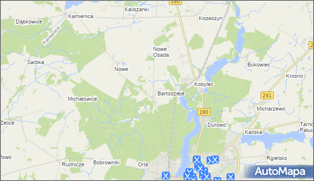 mapa Bartodzieje gmina Wągrowiec, Bartodzieje gmina Wągrowiec na mapie Targeo