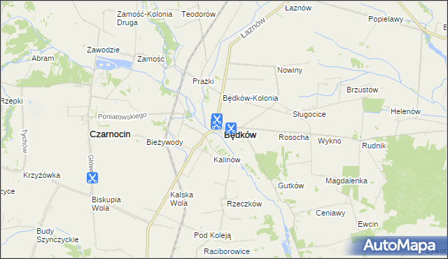 mapa Będków powiat tomaszowski, Będków powiat tomaszowski na mapie Targeo