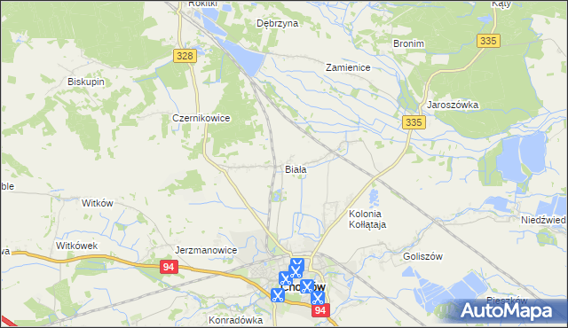 mapa Biała gmina Chojnów, Biała gmina Chojnów na mapie Targeo