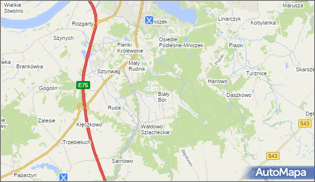 mapa Biały Bór gmina Grudziądz, Biały Bór gmina Grudziądz na mapie Targeo