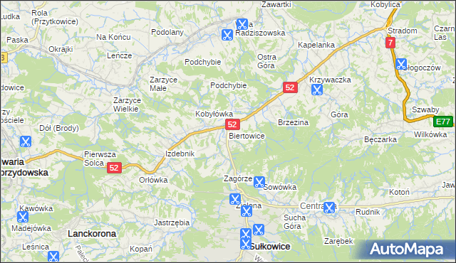 mapa Biertowice, Biertowice na mapie Targeo