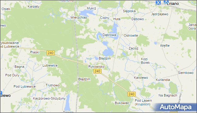 mapa Błądzim gmina Lniano, Błądzim gmina Lniano na mapie Targeo