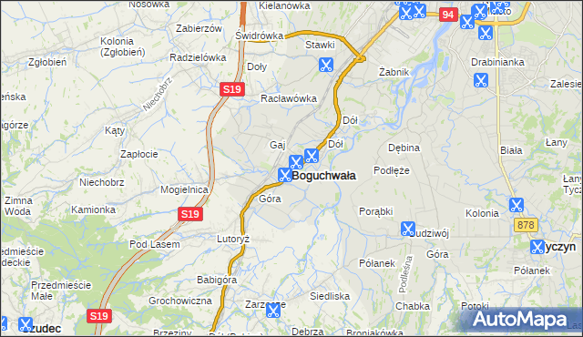 mapa Boguchwała powiat rzeszowski, Boguchwała powiat rzeszowski na mapie Targeo