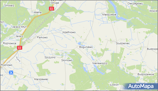 mapa Boguniewo, Boguniewo na mapie Targeo