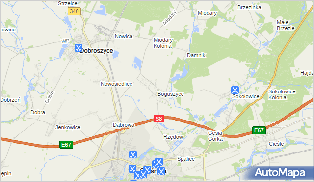 mapa Boguszyce gmina Oleśnica, Boguszyce gmina Oleśnica na mapie Targeo