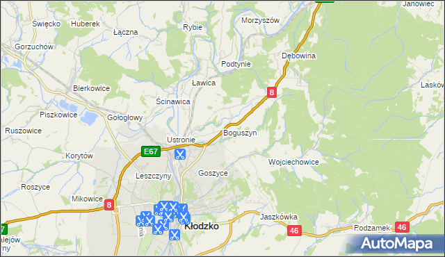 mapa Boguszyn gmina Kłodzko, Boguszyn gmina Kłodzko na mapie Targeo