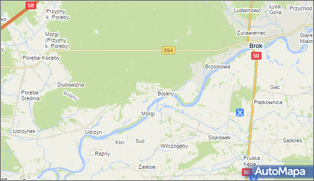 mapa Bojany, Bojany na mapie Targeo