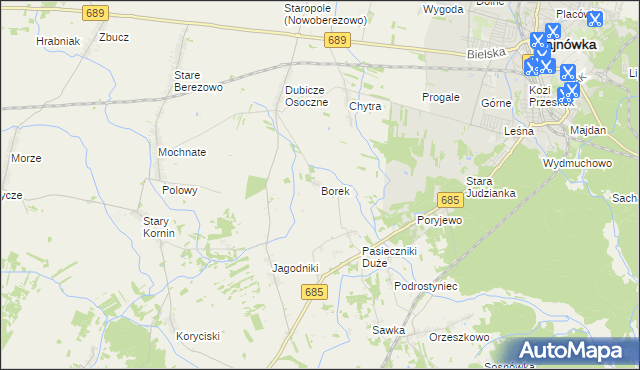 mapa Borek gmina Hajnówka, Borek gmina Hajnówka na mapie Targeo