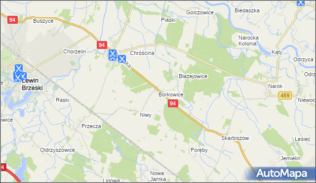 mapa Borkowice gmina Lewin Brzeski, Borkowice gmina Lewin Brzeski na mapie Targeo