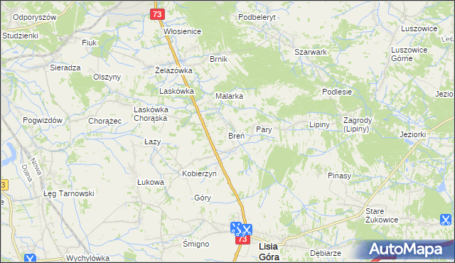 mapa Breń gmina Lisia Góra, Breń gmina Lisia Góra na mapie Targeo