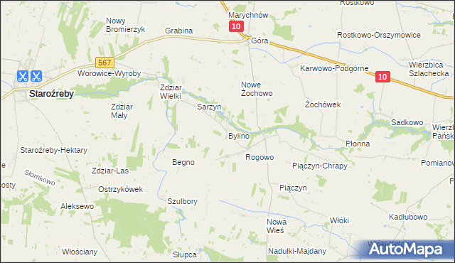 mapa Bylino, Bylino na mapie Targeo