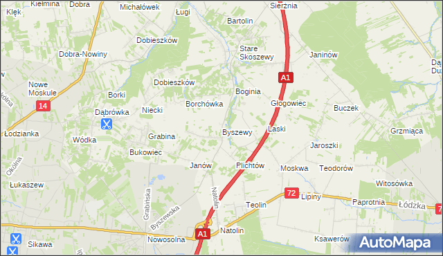 mapa Byszewy, Byszewy na mapie Targeo