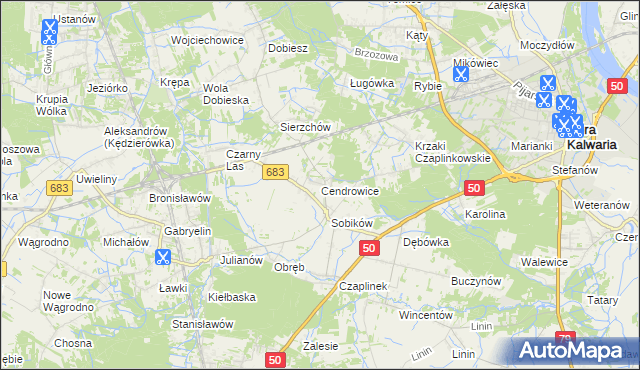 mapa Cendrowice, Cendrowice na mapie Targeo