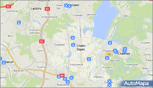 mapa Chełm Śląski, Chełm Śląski na mapie Targeo