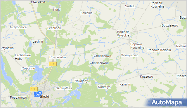 mapa Chociszewo gmina Skoki, Chociszewo gmina Skoki na mapie Targeo