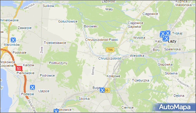 mapa Chruszczobród, Chruszczobród na mapie Targeo