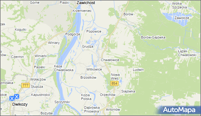 mapa Chwałowice gmina Radomyśl nad Sanem, Chwałowice gmina Radomyśl nad Sanem na mapie Targeo