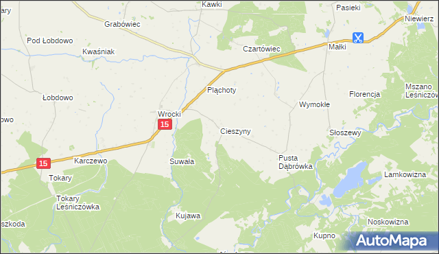 mapa Cieszyny gmina Golub-Dobrzyń, Cieszyny gmina Golub-Dobrzyń na mapie Targeo
