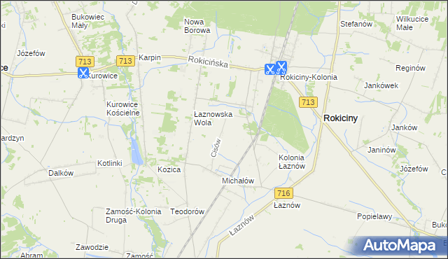 mapa Cisów gmina Rokiciny, Cisów gmina Rokiciny na mapie Targeo