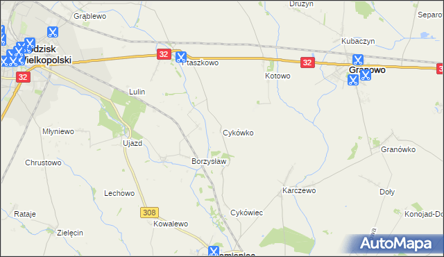 mapa Cykówko, Cykówko na mapie Targeo