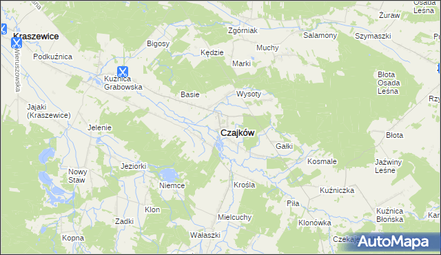 mapa Czajków powiat ostrzeszowski, Czajków powiat ostrzeszowski na mapie Targeo