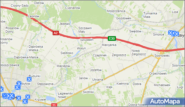 mapa Czaplinek gmina Zgierz, Czaplinek gmina Zgierz na mapie Targeo