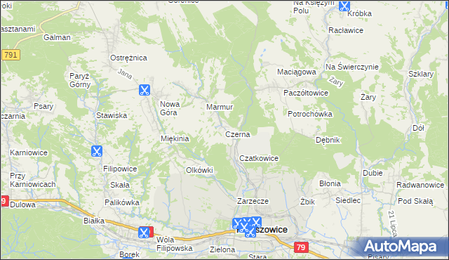 mapa Czerna gmina Krzeszowice, Czerna gmina Krzeszowice na mapie Targeo