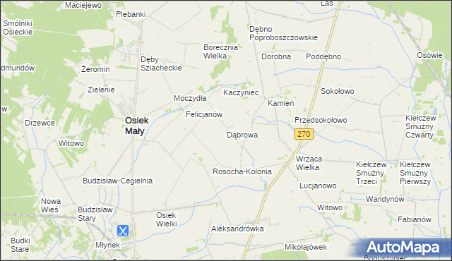mapa Dąbrowa gmina Koło, Dąbrowa gmina Koło na mapie Targeo