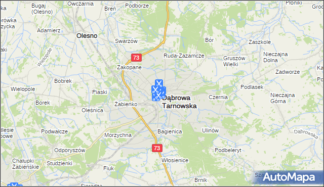 mapa Dąbrowa Tarnowska, Dąbrowa Tarnowska na mapie Targeo