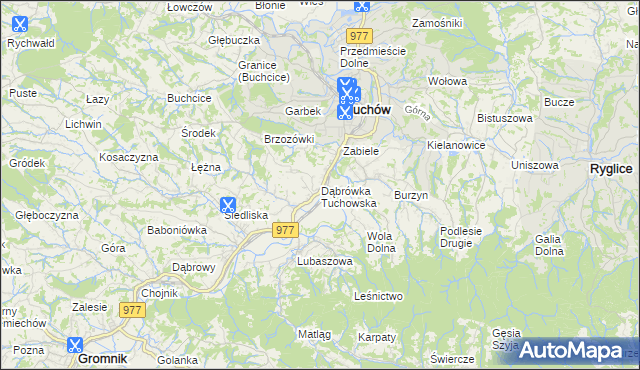 mapa Dąbrówka Tuchowska, Dąbrówka Tuchowska na mapie Targeo