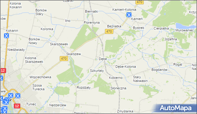mapa Dębe gmina Żelazków, Dębe gmina Żelazków na mapie Targeo