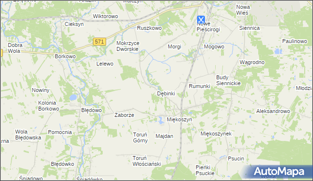 mapa Dębinki gmina Nasielsk, Dębinki gmina Nasielsk na mapie Targeo