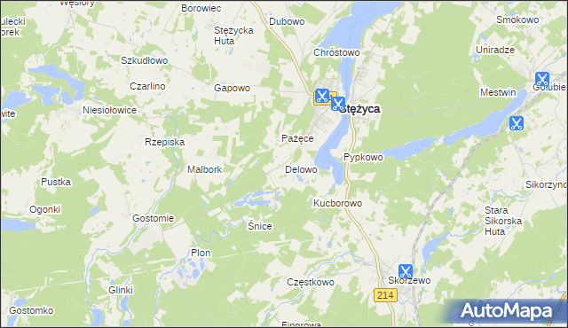 mapa Delowo, Delowo na mapie Targeo